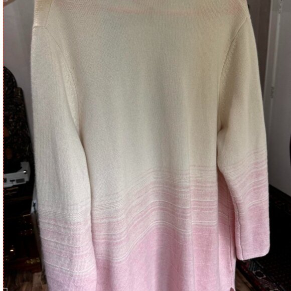 Isaac Mizrahi 100% Cashmere Pink Ombré Cardigan - Picture 4 of 6